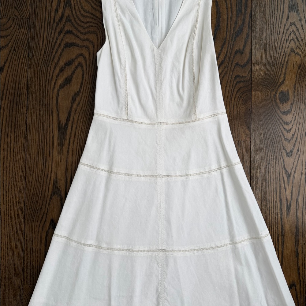 Theory White V-Neck Mini Dress